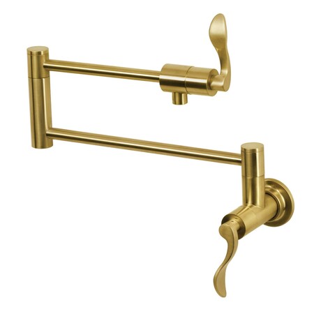 Kingston Brass KS4107DFL Wall Mount Pot Filler, Brushed Brass KS4107DFL